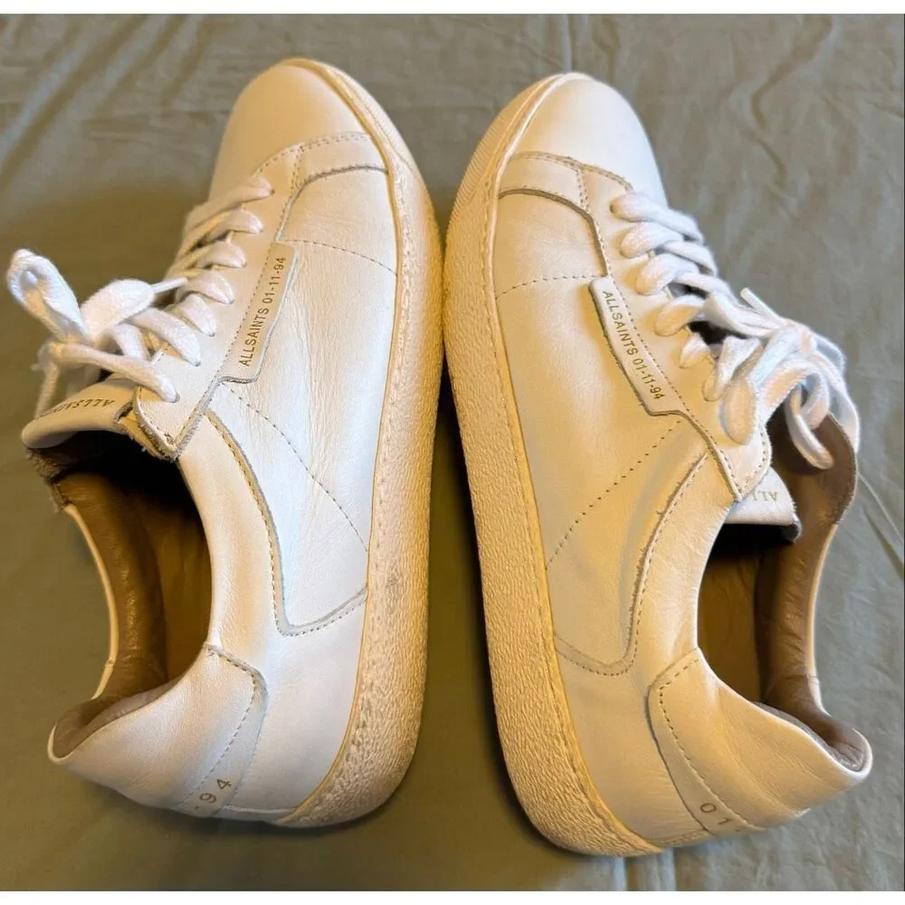 Allsaints Size 9 Women Sheer Lace Up Low Top Sneakers White Used